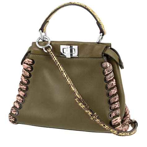 borsa fendi tessuto verde kaki|Borsa Fendi Peekaboo 377523 .